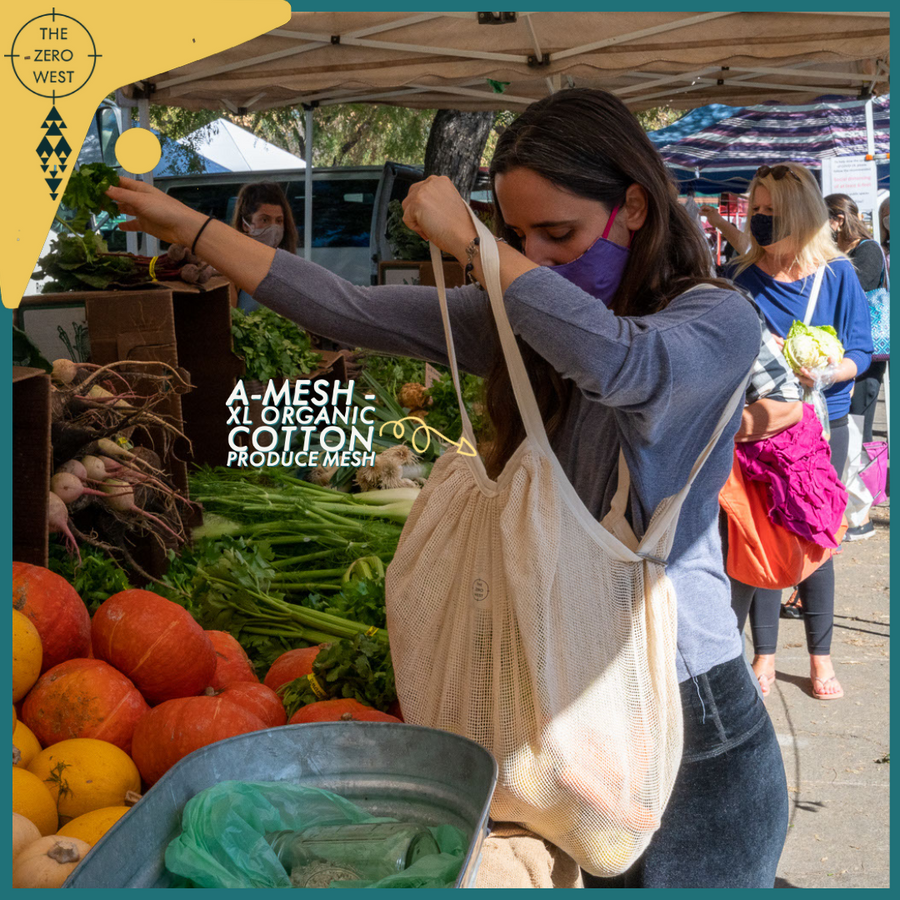 A-MESH: Bolsa grande de malla de algodón orgánico para la compra de productos