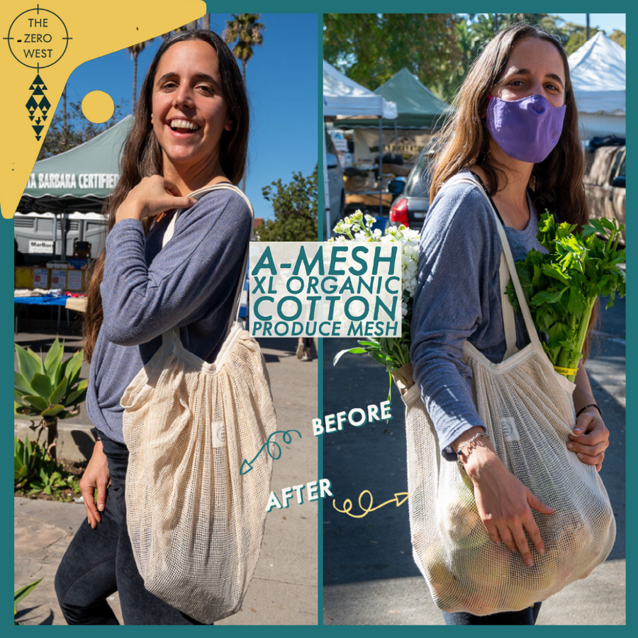 A-MESH: Bolsa grande de malla de algodón orgánico para la compra de productos